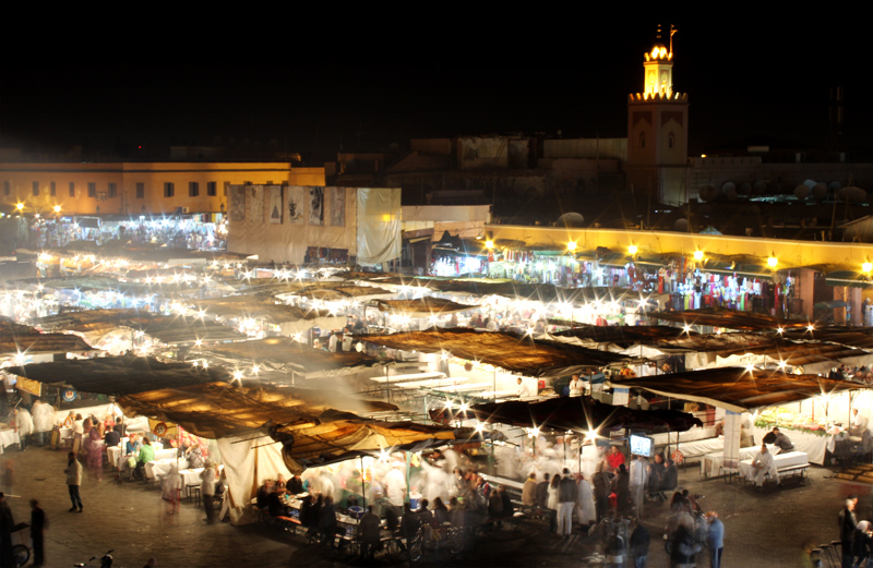 The Nighttime Marrakech Market in Morocco The Nighttime Marrakech Market in Morocco